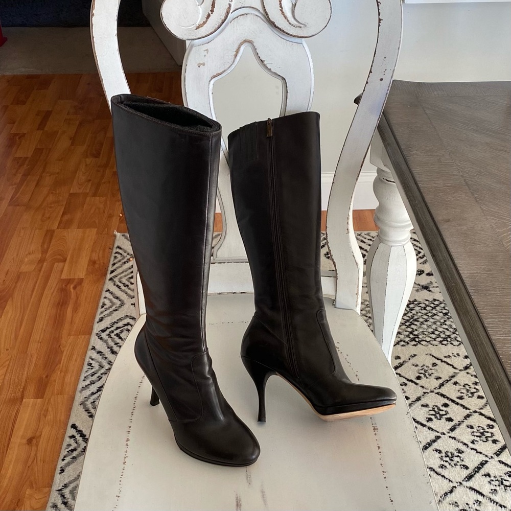 Via Spiga leather high heel boots.